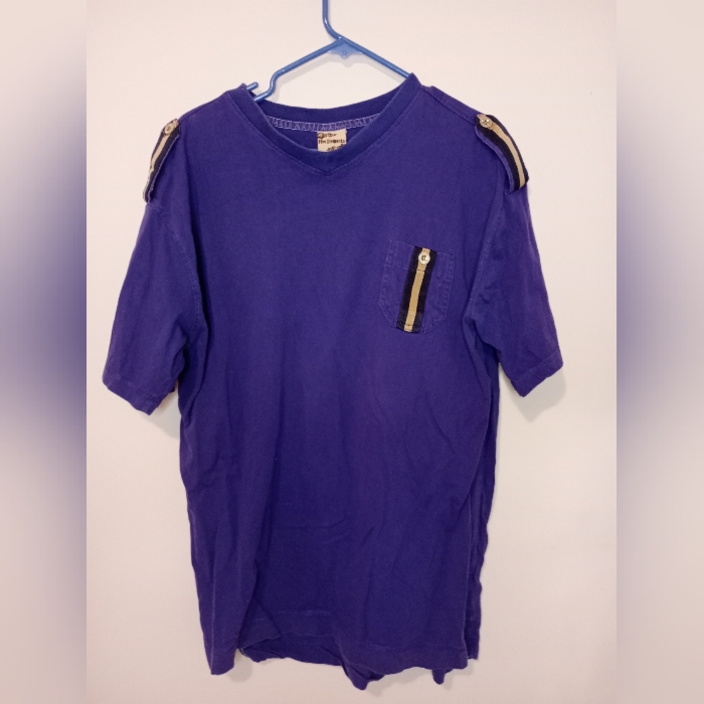 Vintage Purple T-Shirt with Button Accents Five Elementz 100% cotton size XL
